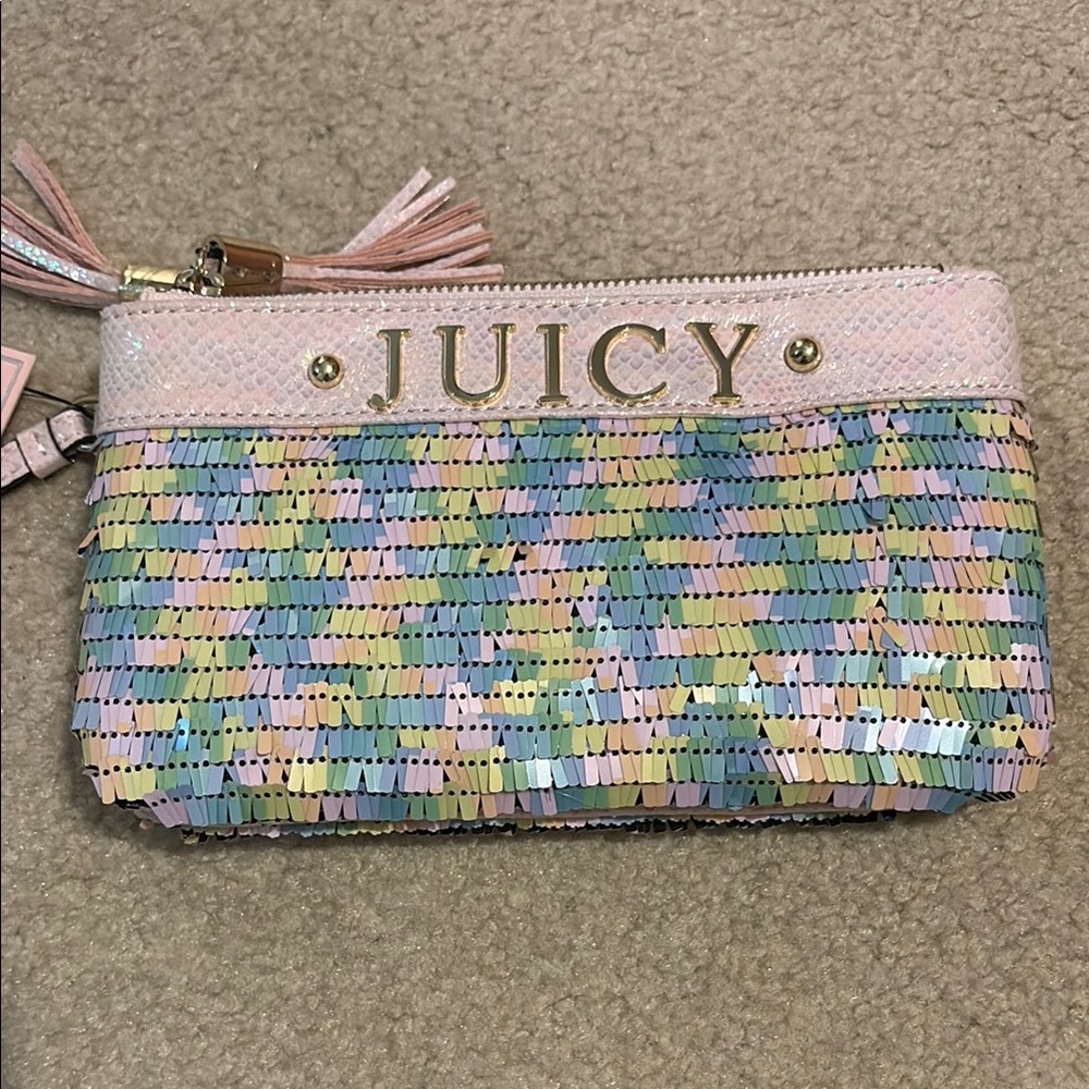 Juicy Couture Pink and Blue Woven Wristlet